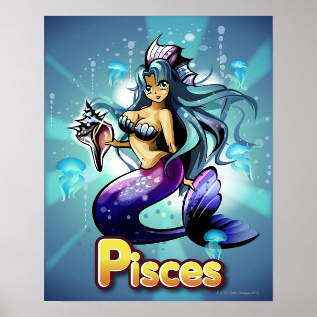 Poster 'Pisces' sous la sirène d'anime (Devant)