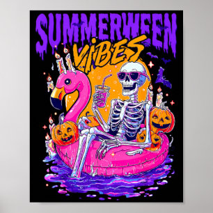 Poster Piscine flottante Halloween de squelettes drôles d