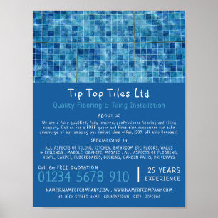 Poster Piscine, Plancher, Tile Installer Publicité