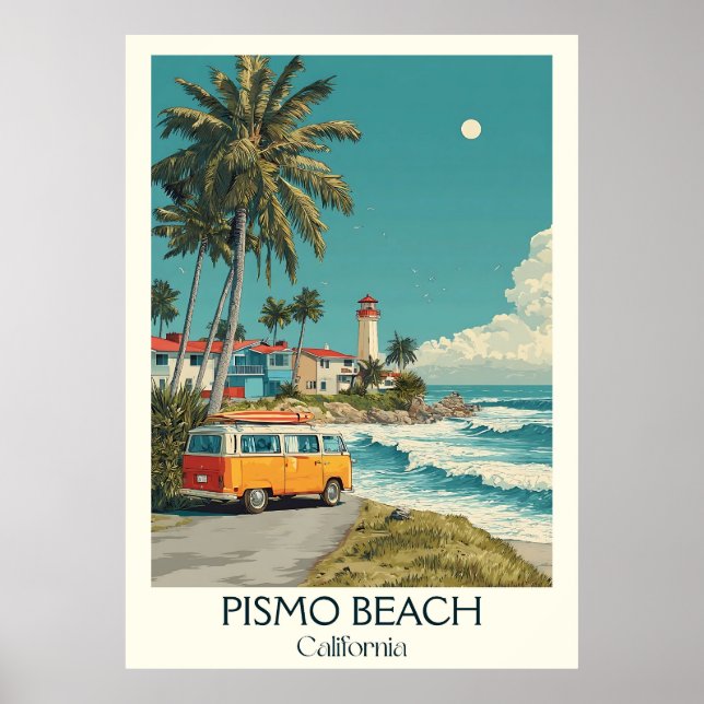 Poster Pismo Beach California Art Imprimer | CA classique (Devant)
