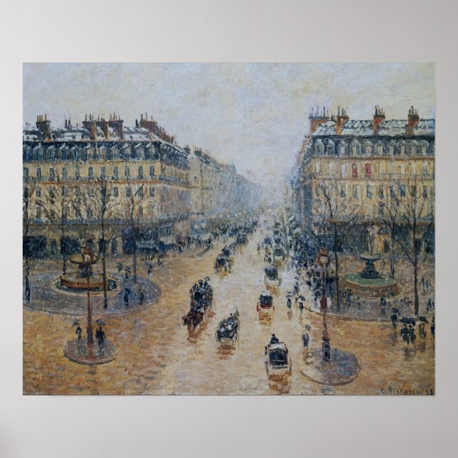 Poster Pissarro - Avenue De L'Opéra Matin De Neige 1898 (Devant)