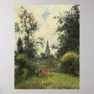 Poster Pissarro - Bazincourt Steeple 1895