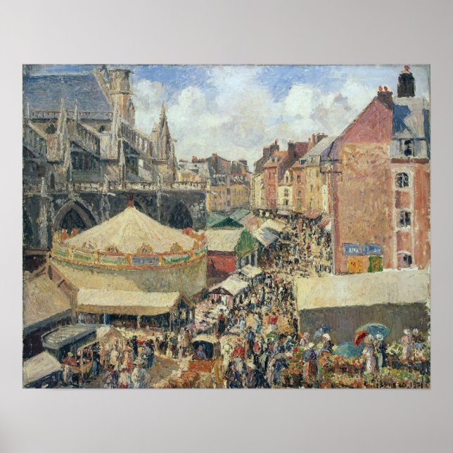 Poster Pissarro - Fair À Dieppe Sunny Morning 1901 (Devant)