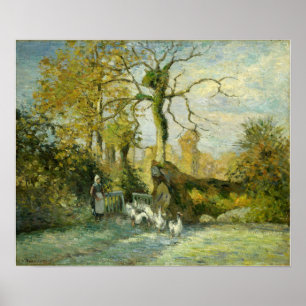 Poster Pissarro - La fille aux oies à Montfoucault