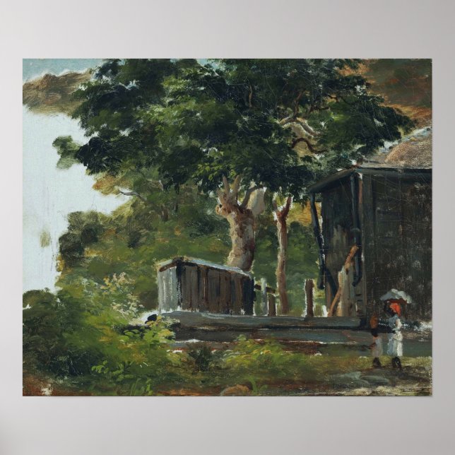 Poster Pissarro - Maison En Bois À Saint Thomas Antilles (Devant)