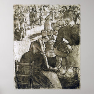 Poster Pissarro - Marché de légumes à Pontoise