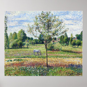 Poster Pissarro - Pré Avec Un Horse Météo Nuageux