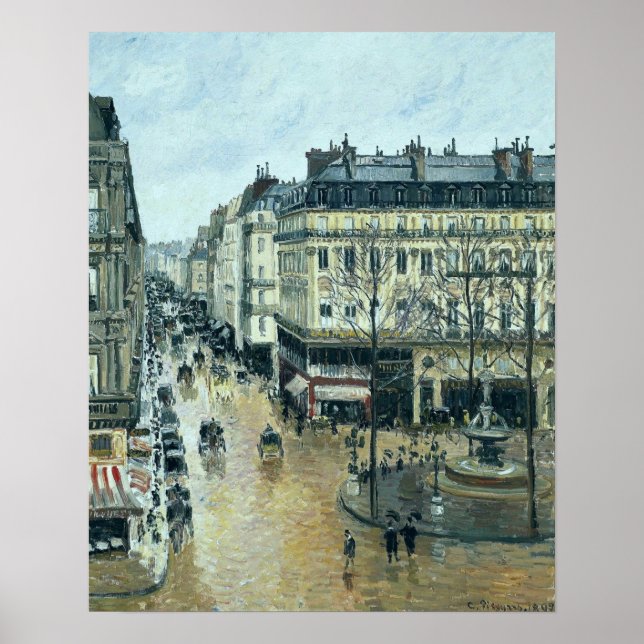 Poster Pissarro - Rue Saint-Honore Effet pluie de l'après (Devant)
