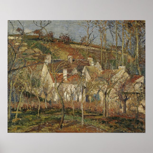Poster Pissarro - Toits Rouges Coin D'Un Village Hiver (Devant)