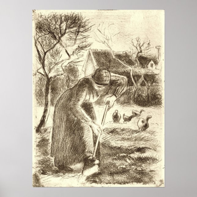 Poster Pissarro - Travail Paysan 1890 (Devant)