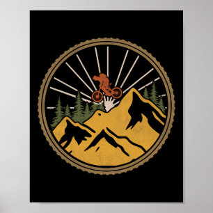 Poster Piste d'aventure en VTT Trail Mtb Cycliste Rétro