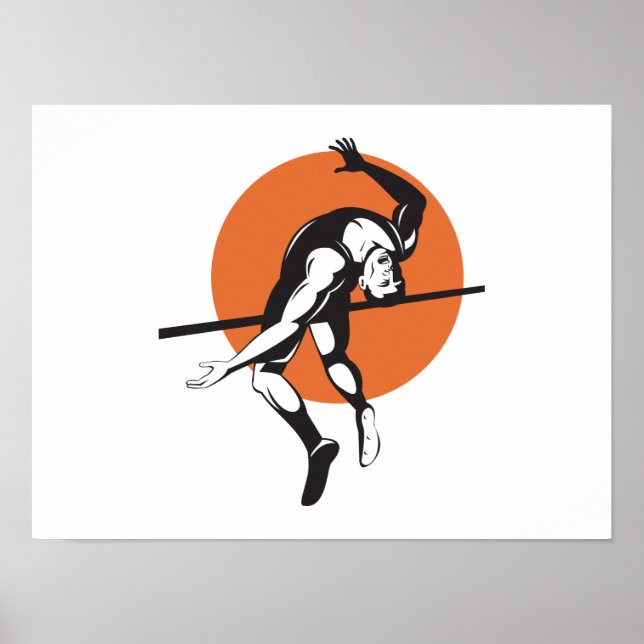 Poster Piste et terrain Saut de l'athlète haut (Devant)