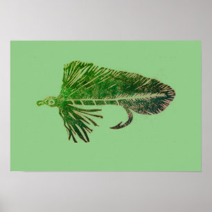 Poster Piste Matuka verte, pêche à la mouche, art de liag
