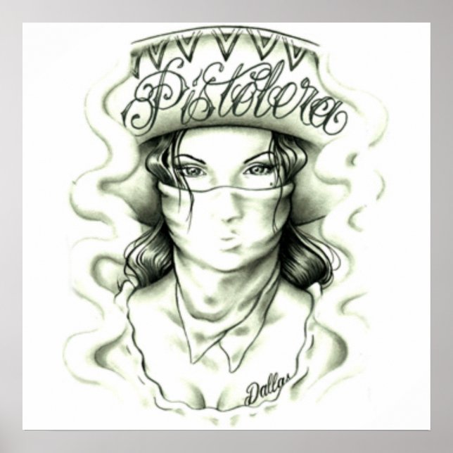 Poster pistolera tattoo motif (Devant)