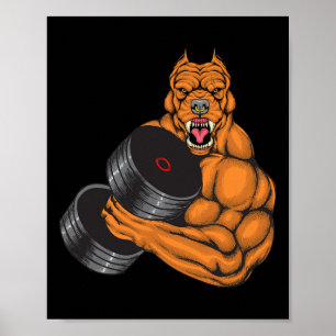 Poster Pit Bull Fitness - Poids du corps de levage