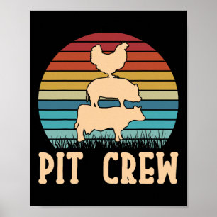 Poster Pit Crew Cow Pig Poulet Byrbecue Grillade Bbq
