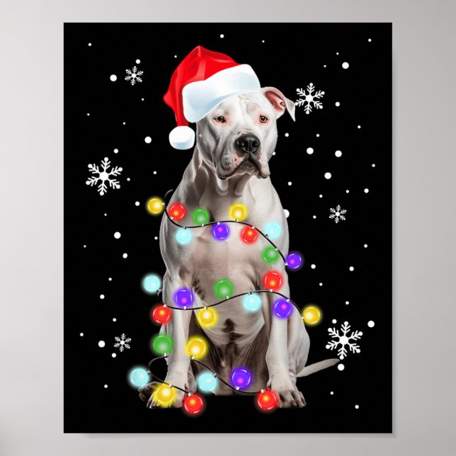 Poster Pitbull Chien Joyeux Dogmas Père Noël Pitbull Noël (Devant)