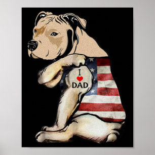 Poster Pitbull I Love Papa Tattoo Fête des pères