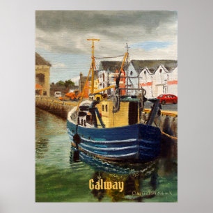 Poster Pittoresque Galway City Irlande Bateau de pêche