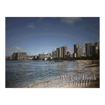 Poster pittoresque hawaïen de Waikiki Beach Oahu