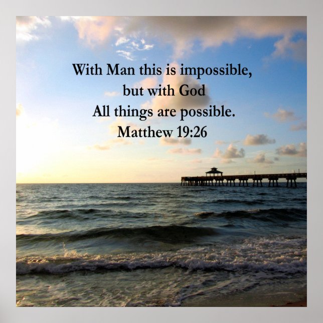 POSTER PITTORESQUE MATTHEW 19:26 OCEAN PHOTO DESIGN (Devant)