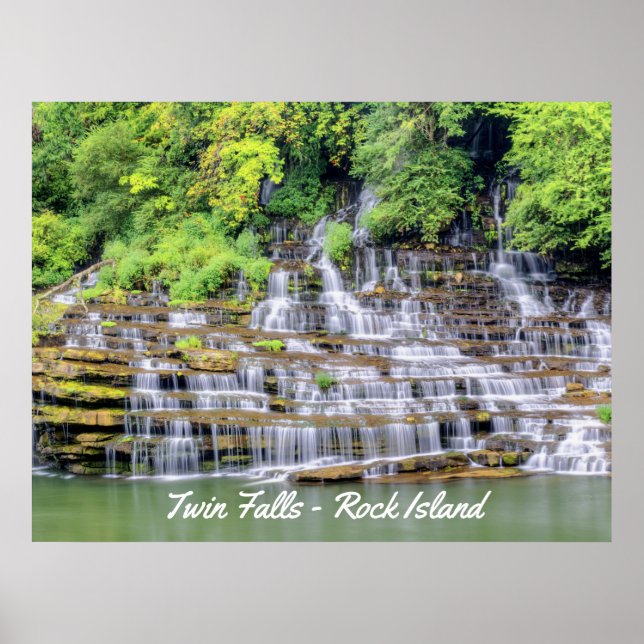 Poster Pittoresque Twin Falls Rock Island (Devant)