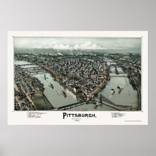 Poster Pittsburgh, carte panoramique de PA - 1902