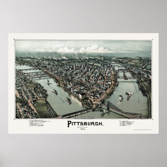Poster Pittsburgh, PA Carte panoramique - 1902 (Devant)