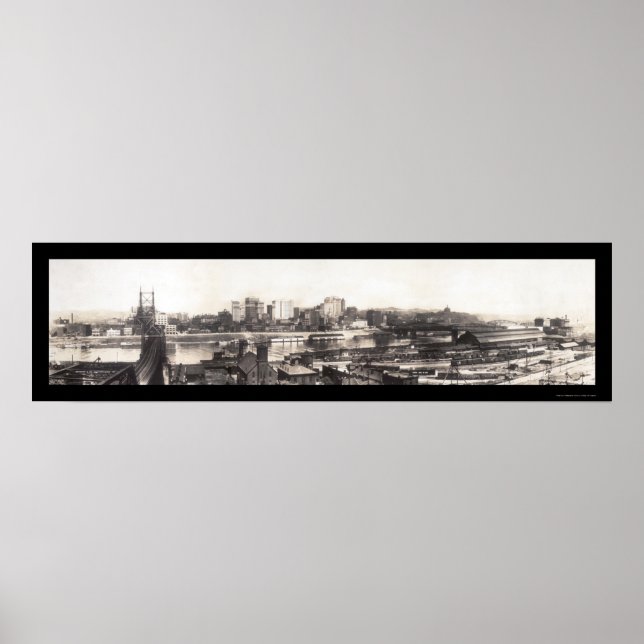 Poster Pittsburgh, PA Skyline Photo 1907 (Devant)