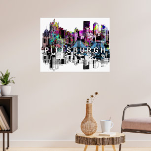 Poster Pittsburgh, Pennsylvanie en graffiti