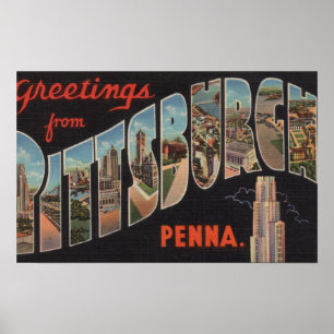 Poster Pittsburgh, Pennsylvanie - Scènes à grandes lettre
