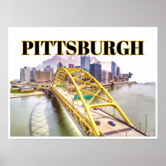 Poster Pittsburgh skyline et Fort Pitt Bridge