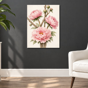 Poster Pivoine Rose Botanique