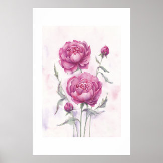 Poster Pivoines Marron