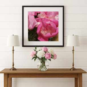 Poster Pivoines roses en vase / Fleur de pivoine