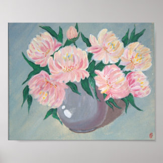 Poster Pivoines Rougissantes dans un Vase