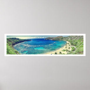Poster PixDezines baie de hanauma presque vintage, hawaii