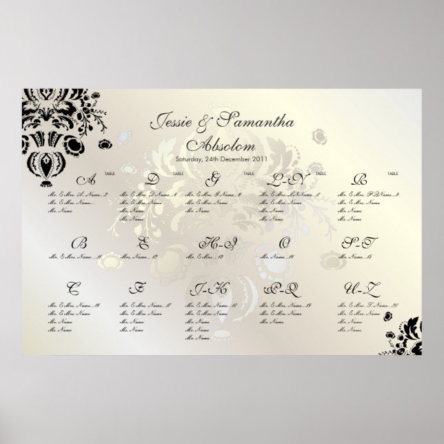 Poster PixDezines Dolcè Damask/Seating Chart/Alpha (Devant)