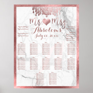 Poster PixDezines Faux Rose Gold Chandelier / Coeur / Mar