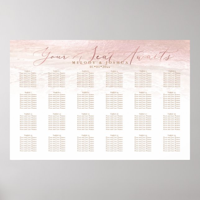 Poster PixDezines Flush Shoreline+Rose Gold Seating Chart (Devant)