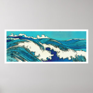 Poster PixDezines konen uehara vagues océaniques, 上 原