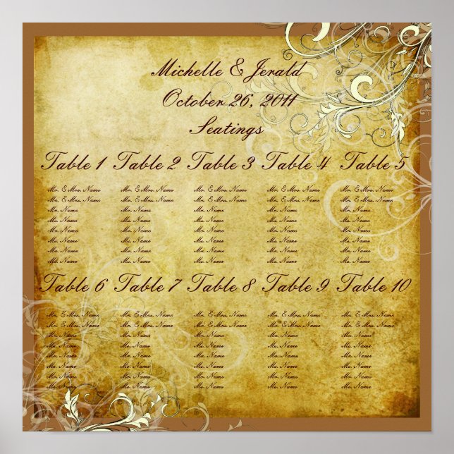 Poster PixDezines vintages tourbillons crème (Devant)