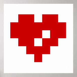 Poster Pixel Coeur 8 bits Amour