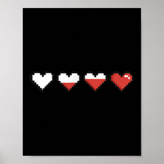 Poster Pixel de poche mignonne Coeur rouge Saint Valentin