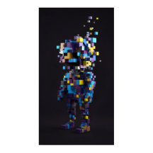 Pixel géométrique chiffres abstraits rouge jaune