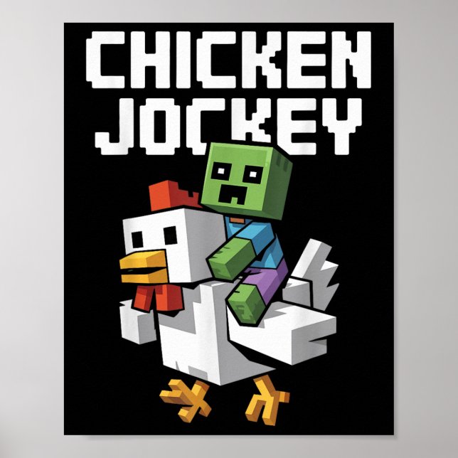 Poster Pixel Jockey Poulet Drôle (Devant)