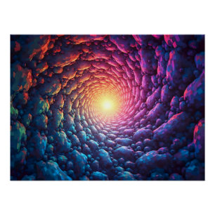 Poster Pixel Kunst comme "la lumière au bout du tunnel"