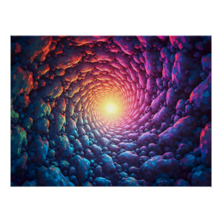 Poster Pixel Kunst comme "la lumière au bout du tunnel"