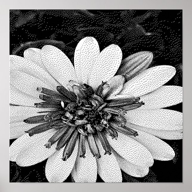 Poster pixel noir et blanc (Devant)