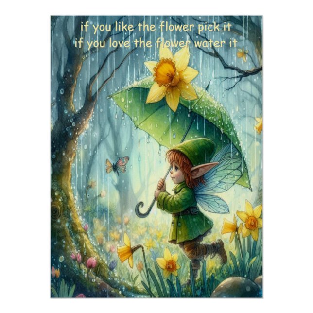 Poster Pixie sous la pluie (Devant)